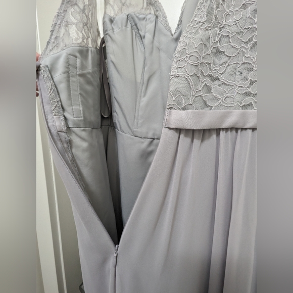 2 New size 8+20 MORI LEE Style 714 Silver Grey Lace Chiffon Evening Dresses - Picture 9 of 16